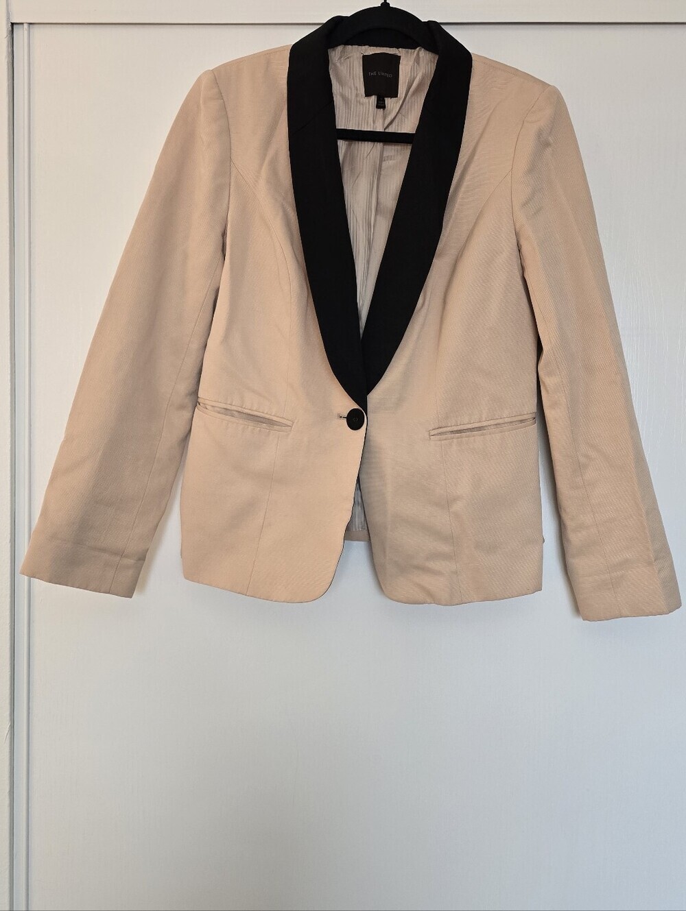 The Limited - Tan Tuxedo Blazer Jacket Contrast Black Lapel Single Button